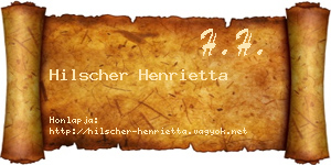 Hilscher Henrietta névjegykártya